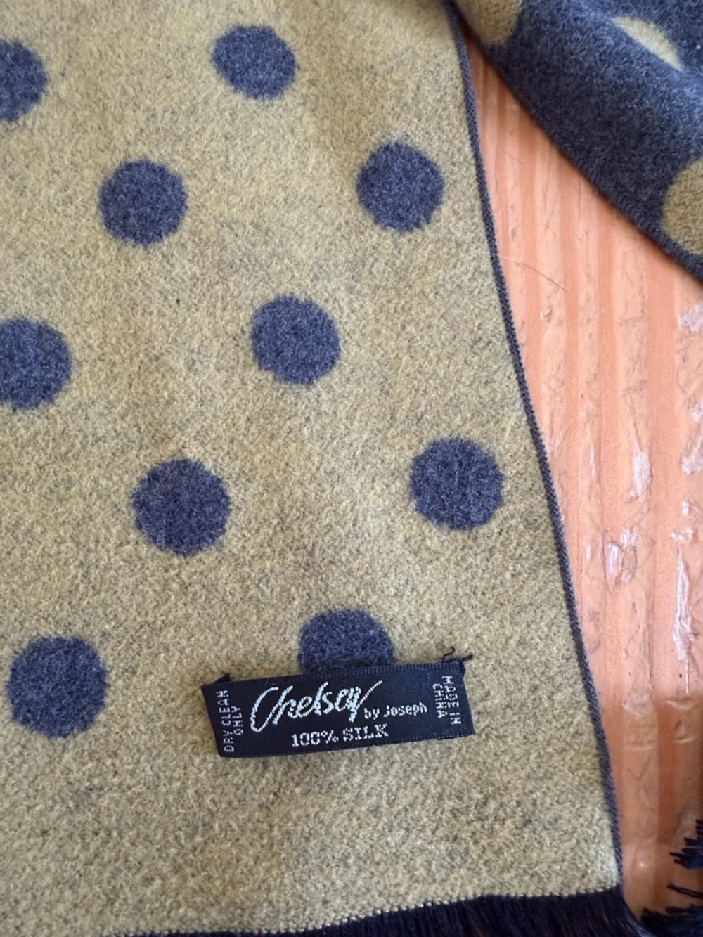 Chelsey‎ by Joseph Green Grey Polka Dot Reversible 100% Silk Scarf